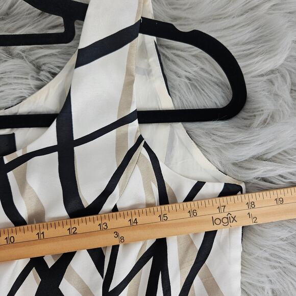 Kasper Petite 6P 2-Piece Blazer Jacket Sleeveless Top Set Beige Black Abstract - Picture 13 of 16